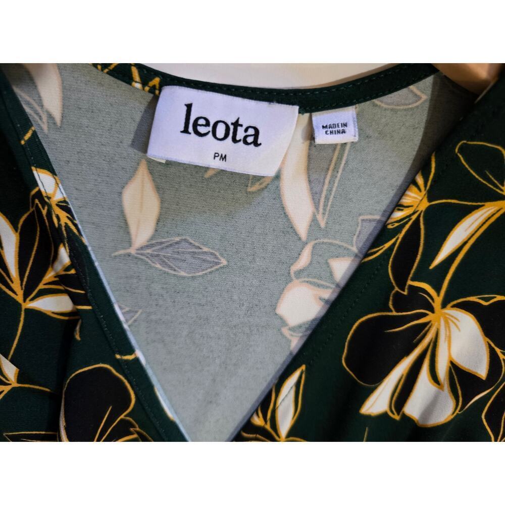 Leota Women’s Green Floral Sleeveless Faux Wrap Dress – Petite Medium - Picture 5 of 8